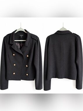 Torrid Textured Ponte Crop Military Jacket in Deep Black, size 4 / 4X.

Gorgeous